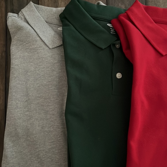 New Lot of Four Long Sleeved Boys Polo Style Shirts Size XXL Grey Green Red Navy - Picture 2 of 5